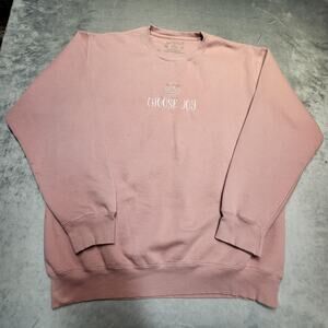 Love & Faith Sweatshirt Womens 2X Pink Pullover Embroidered Choose Joy